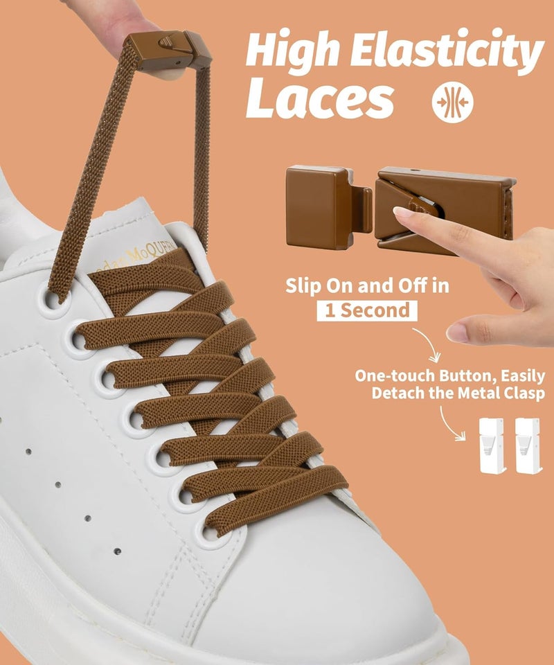 Stepace 2 Pairs Elastic Shoe Laces for Sneakers No Tie Shoelaces for Adults and Kids 5/16" Wide One Size Fit All - Image 2